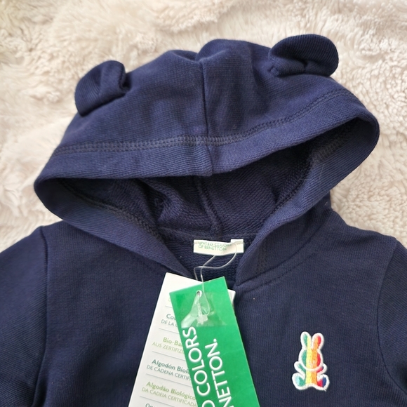 NWT United Colors of Benetton kids zipup hoodie with ears - Picture 3 of 5